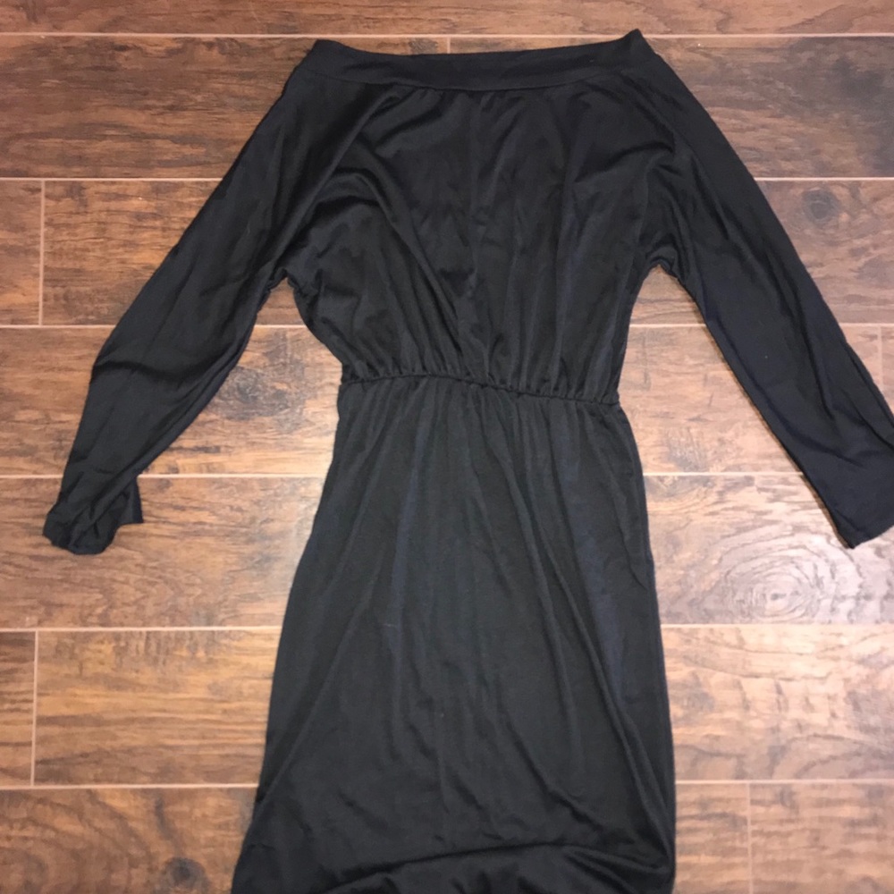 Black off the shoulder midi dress